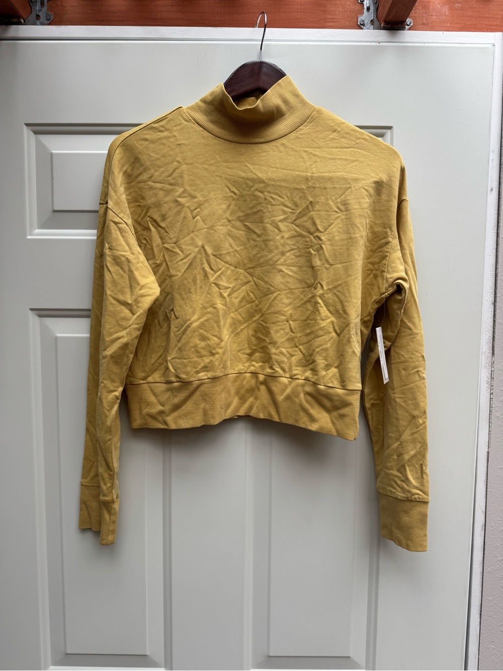 Nordstrom Mustard Yellow Mock Neck Cropped Shirt